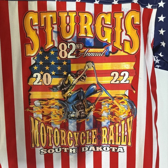 Biker Apparel Other - Biker Apparel Sturgis 2022 American Flag Button Up Shirt Size M NWT